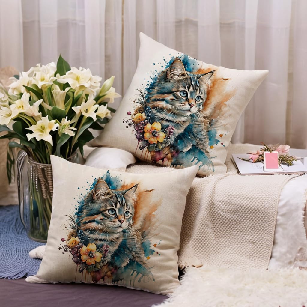 7COLORROOM Watercolor Animals Throw Pillow Covers 2 Pack