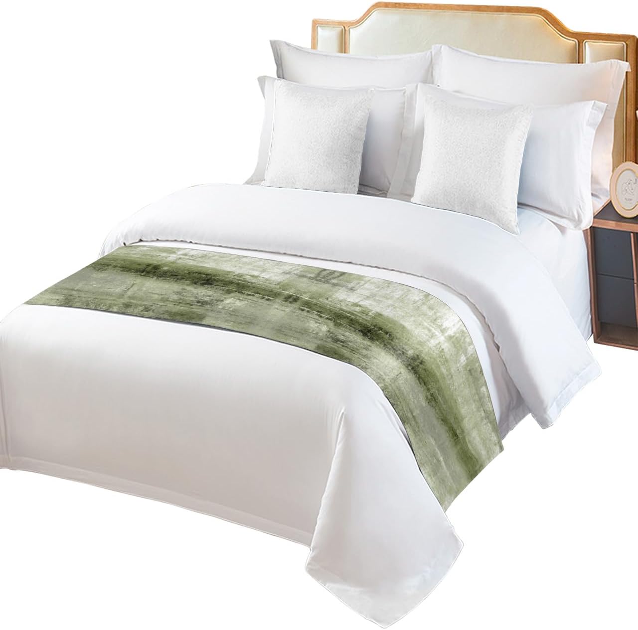 Ldtrchee Queen Bed Runner Sage Green Satin Decorative Scarf Throws