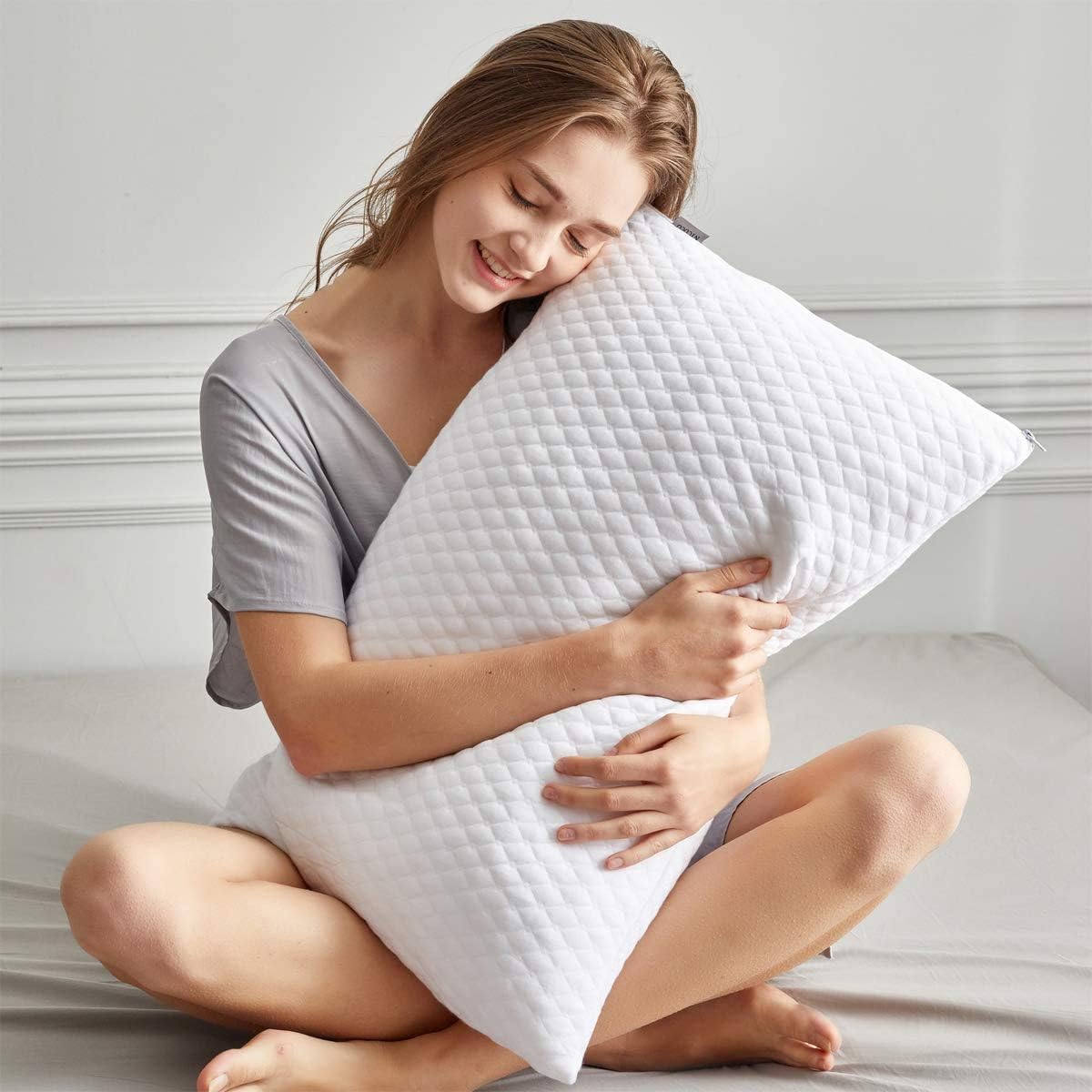NTCOCO 2 Pack Memory Foam Pillows with Cooling Washable Cover