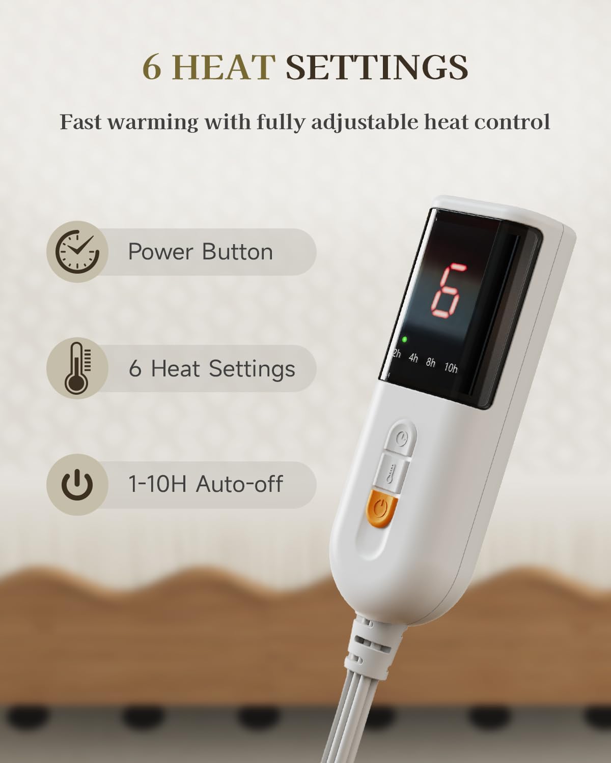 Gotcozy Heated Mattress Pad Twin XL - 6 Heat Settings 10 Hour Auto Off
