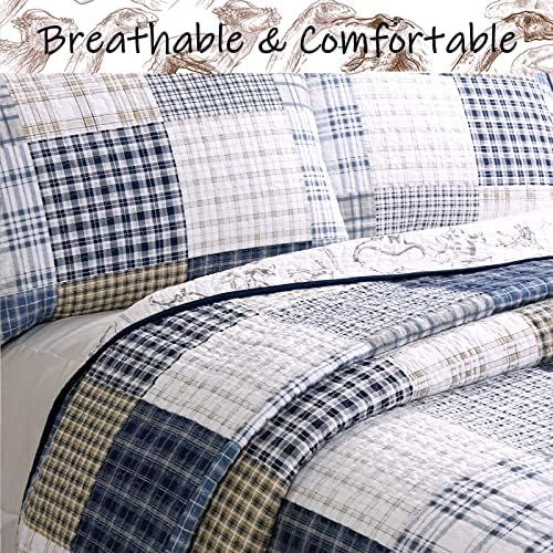 Cozy Line Benjamin Dinosaur Plaid Quilt Set Twin 2 Piece