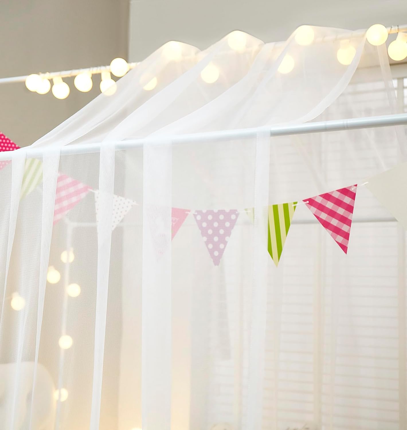 Mengersi Bed Canopy with Lights TwinTwin XL White