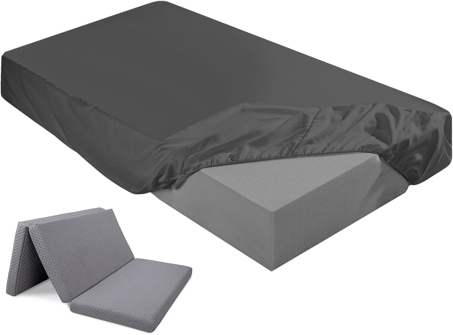 Breling Dark Gray Twin Fitted Sheet for Camp Bunk Beds