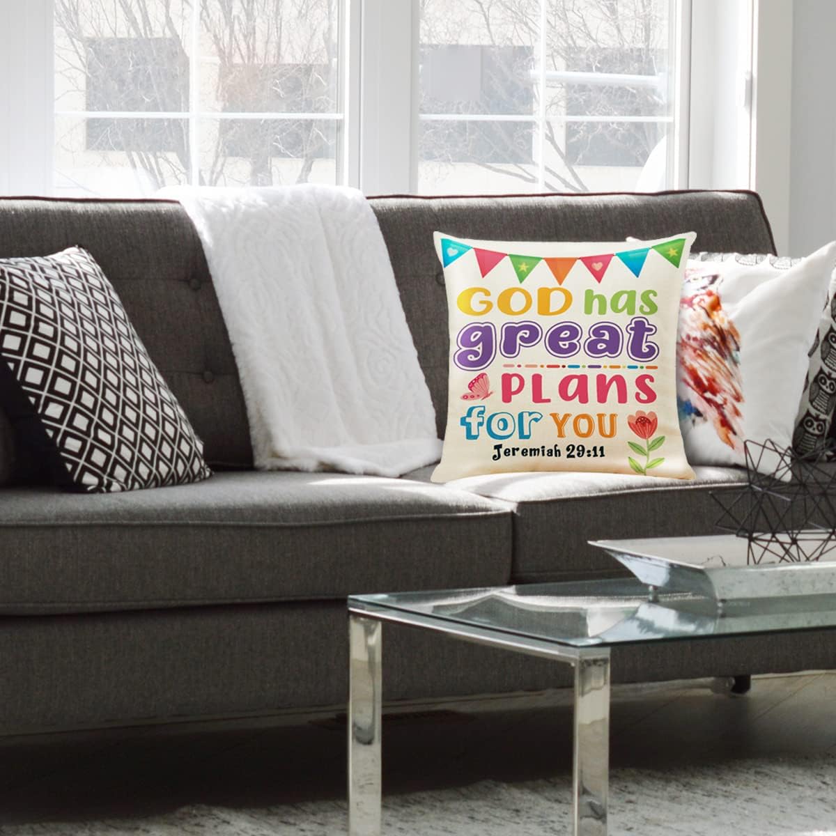 Kids Bible Verse Throw Pillow Covers God Has Great Plans for You