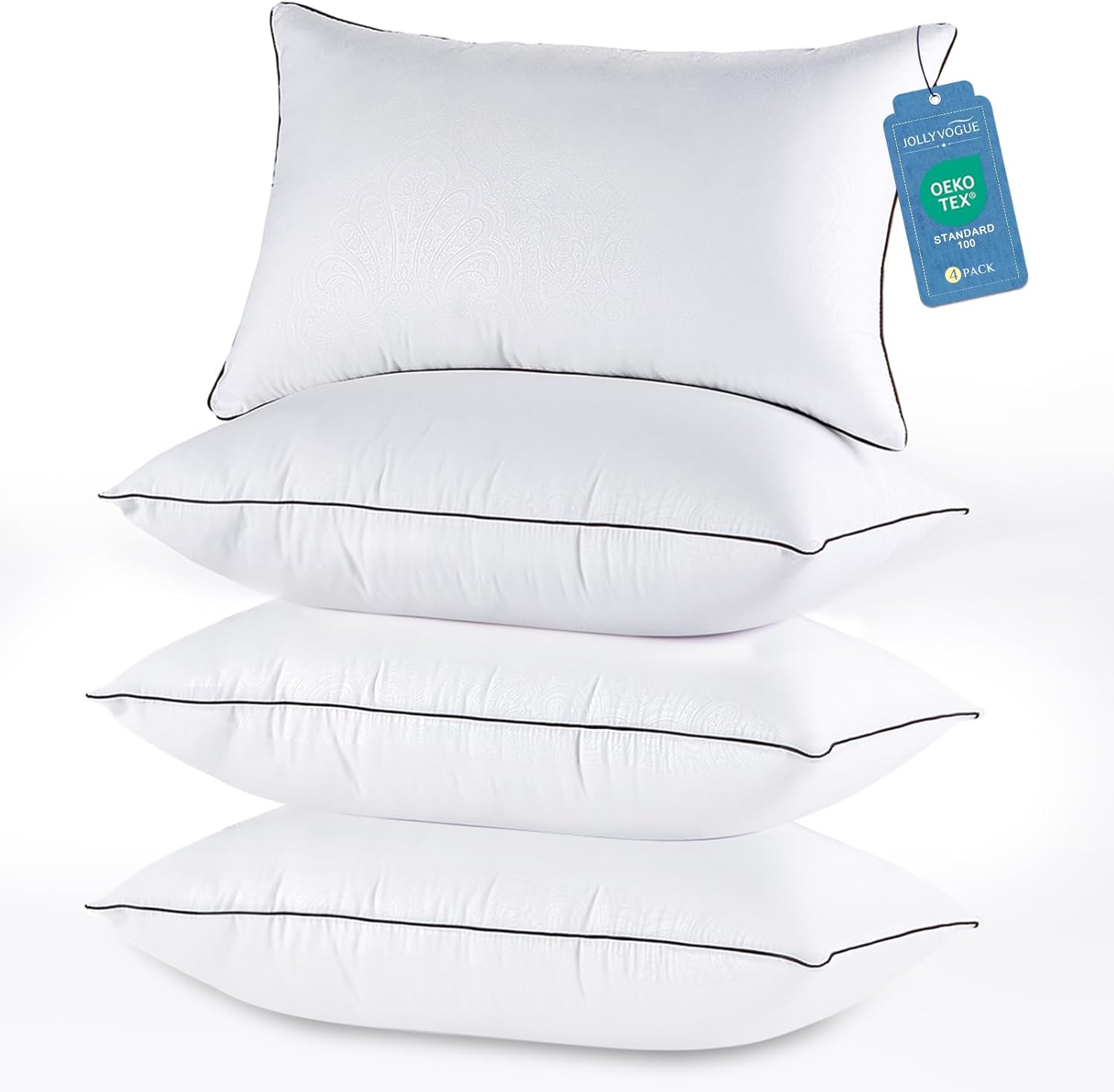 JOLLYVOGUE Bed Pillows Set of 4 Cooling Supportive Hotel Collection