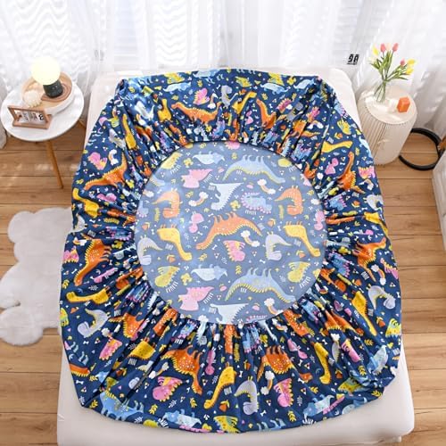 NATURETY Dino Printed King Fitted Sheet