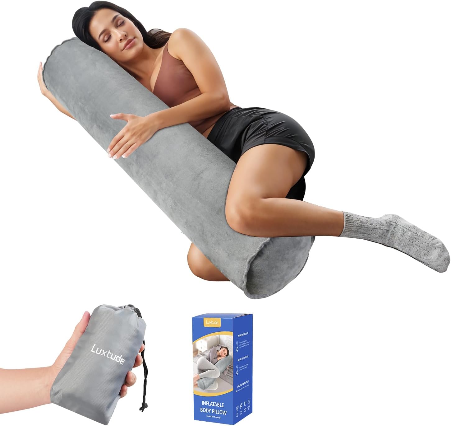 Luxtude Inflatable Body Pillow for Adults Kids 35 Inch Bolster