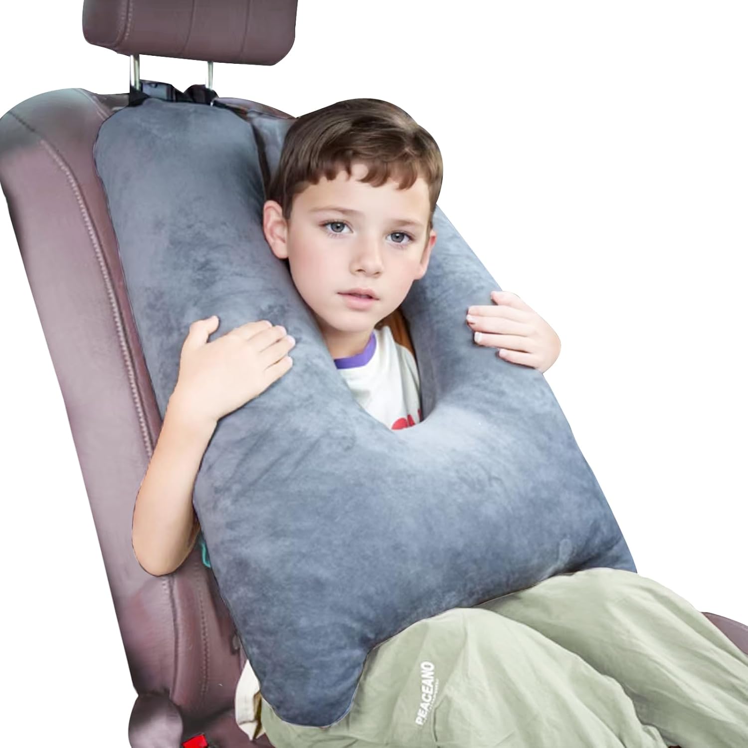 Kids Car Pillow with Memory Foam and Cat-Ear Design