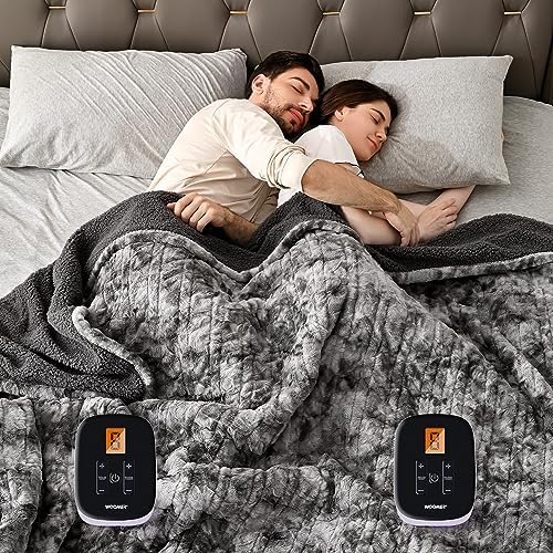 WOOMER Heated Blanket King Size with Faux Fur Sherpa