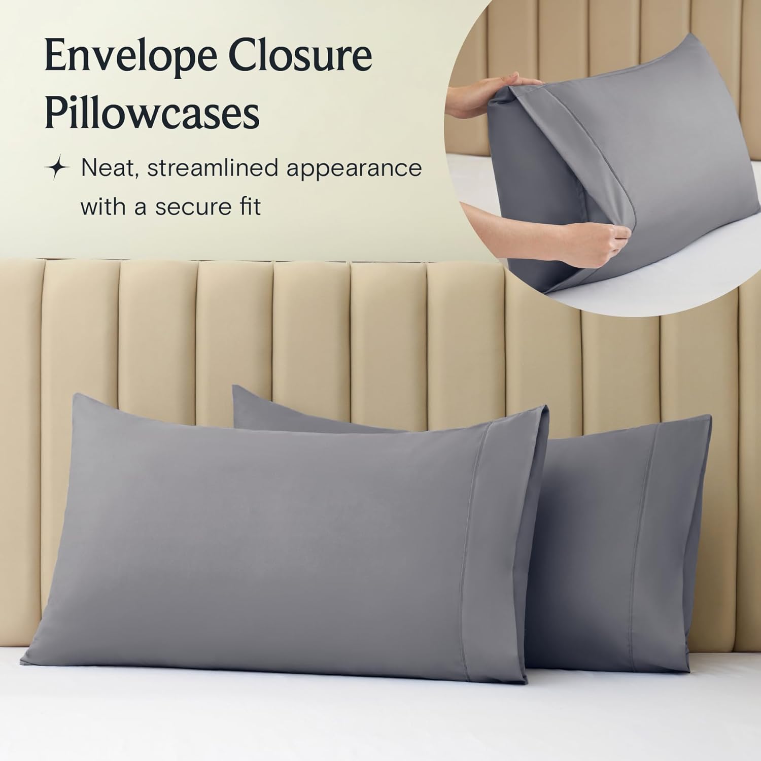 LuxClub 4 PC Queen Sheet Set - Light Grey
