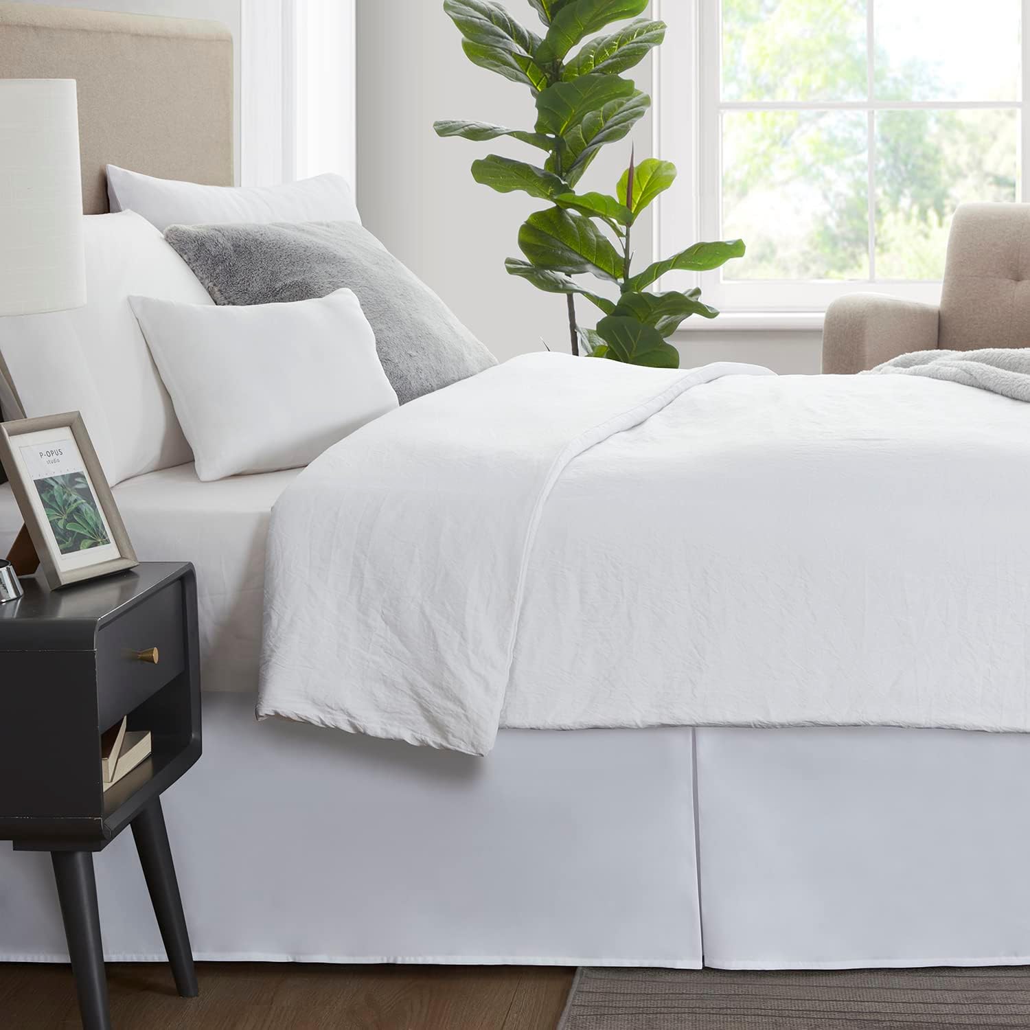 Nestl White Bed Skirt Queen Size - 14 Inch Drop