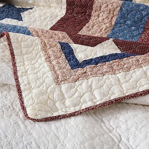 VISIMISI Cotton Bedding Quilt Set 3 Pieces Reversible Star Pattern