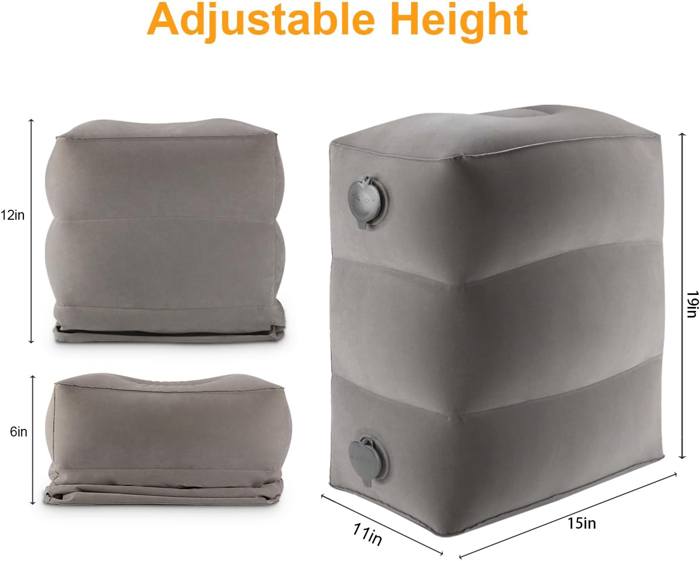 Maliton Inflatable Travel Foot Rest Pillow 2 Pack - Grey 1