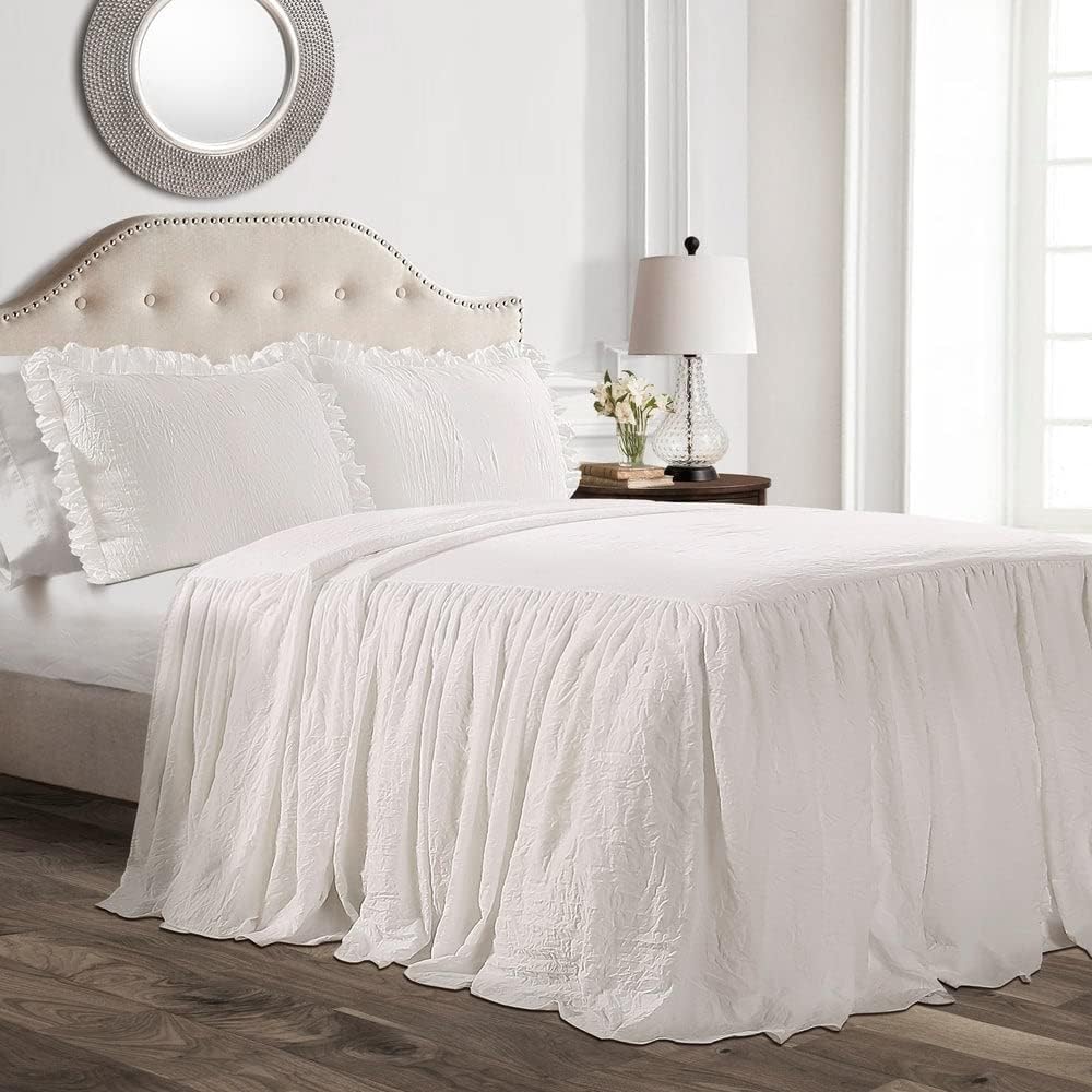 Lush Decor Ruffle Skirt Bedspread Set - 3 Piece King White