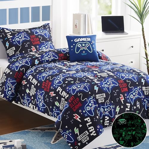 Glow in the Dark Gamer Comforter Set Twin Size