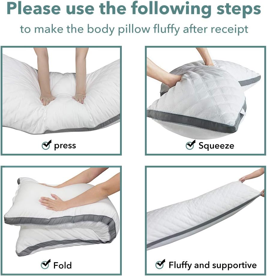 Oubonun Premium Adjustable Loft Body Pillow - Fluffy Supportive