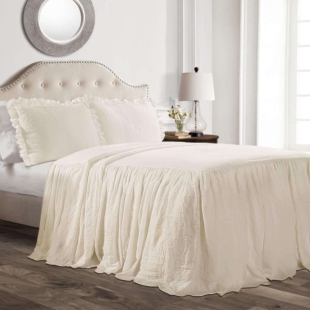 Lush Decor Ruffle Skirt Bedspread Set - 3 Piece King White