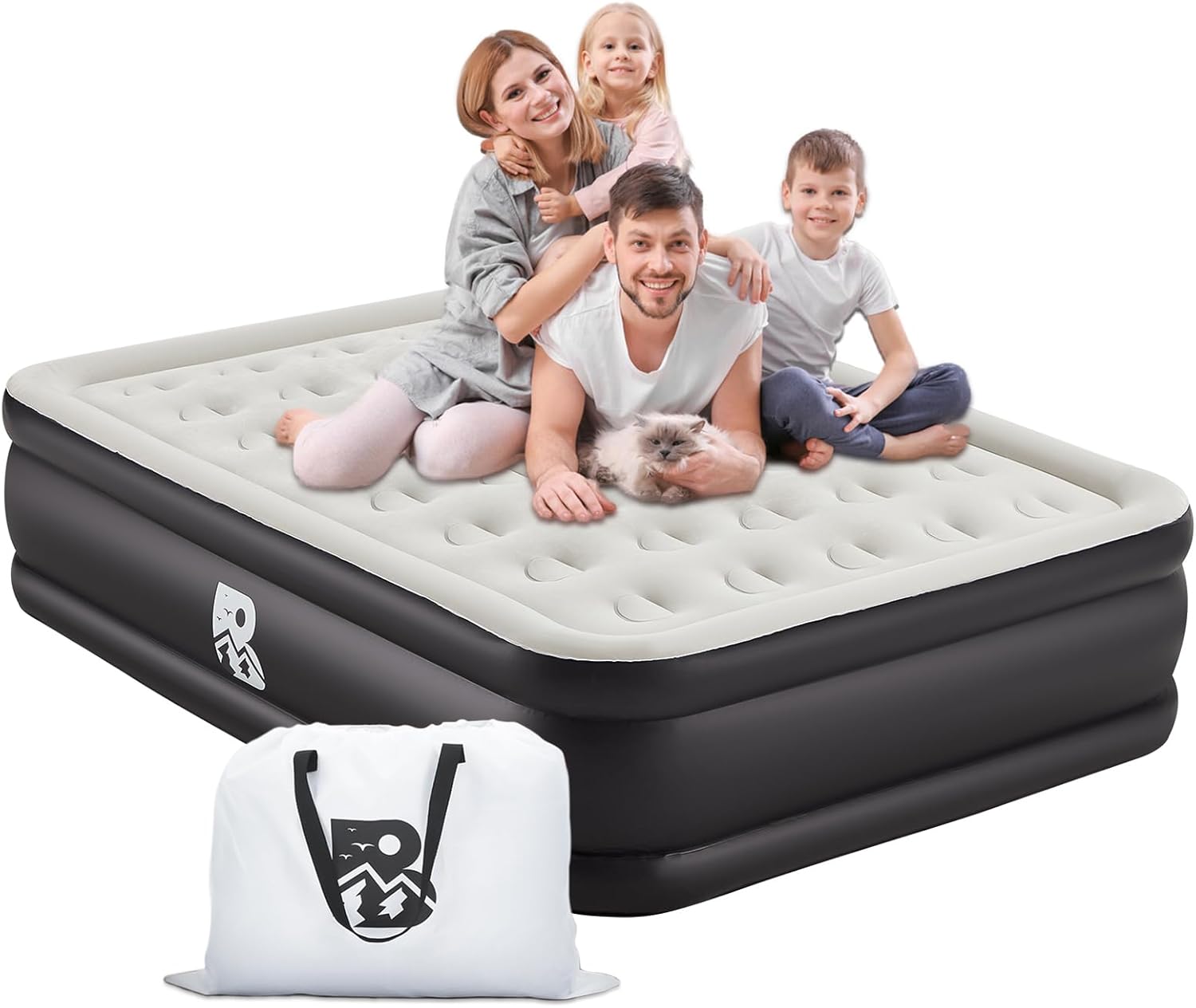 BUPPLEE 20 Queen Air Mattress with Built-in Pump - 600 lbs Support