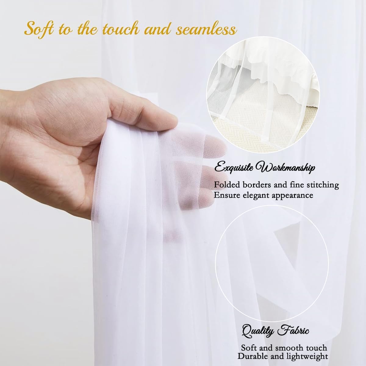 Akiky Canopy Bed Curtains with Round LED Light