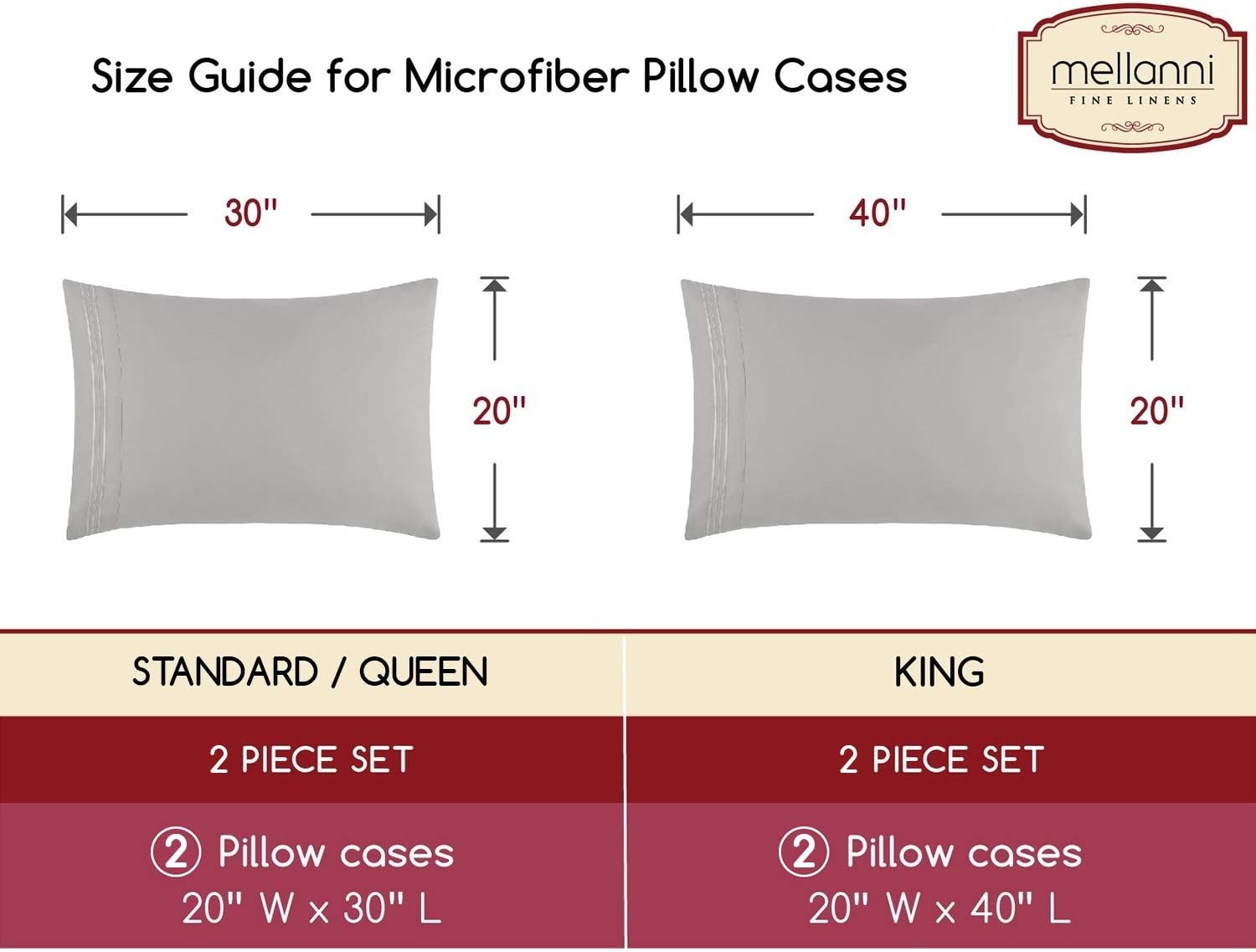 Mellanni Pillow Cases - 2 PC Extra Soft Cooling Striped White