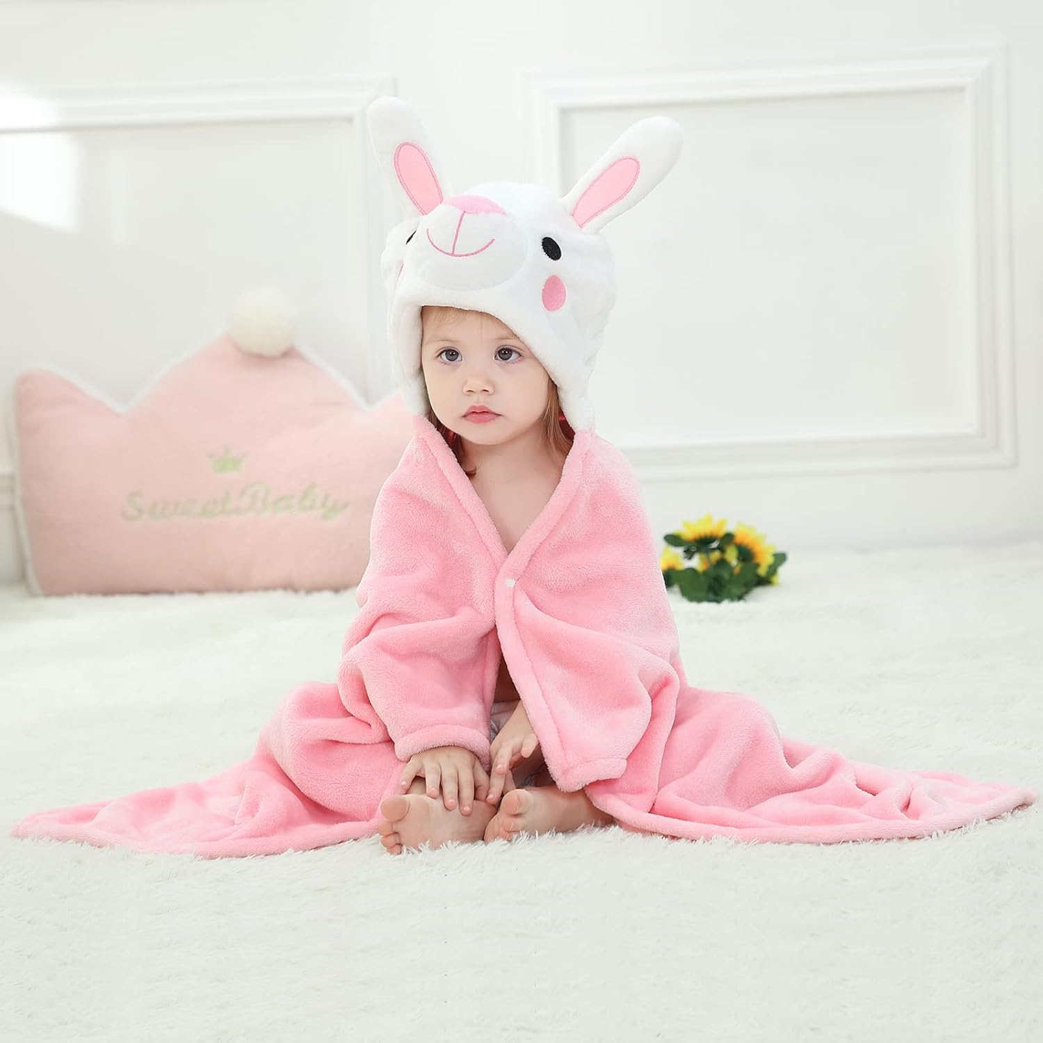Arkwida Baby Hoodie Towel with Hood Flannel Blanket for Kids