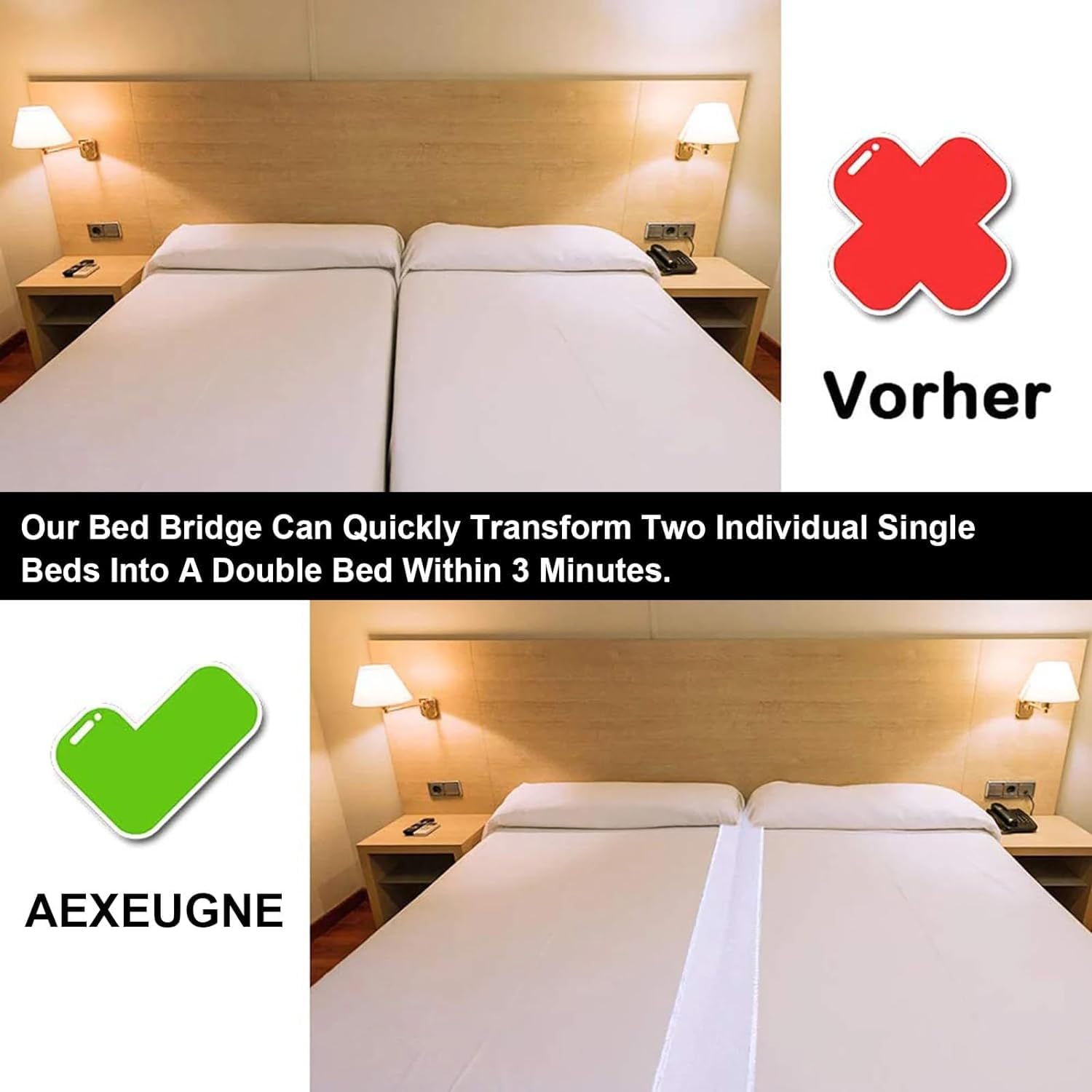 HomeCozy Bed Bridge Twin to King Converter Kit