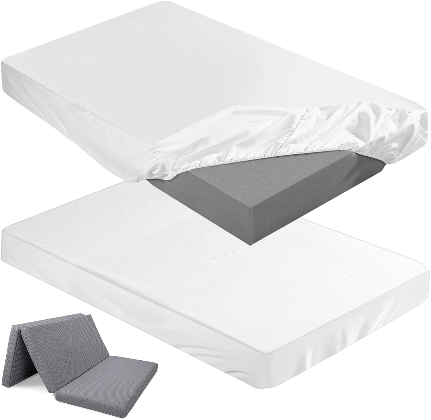Breling Fitted Sheet Set - Twin 4 White 2 Pcs