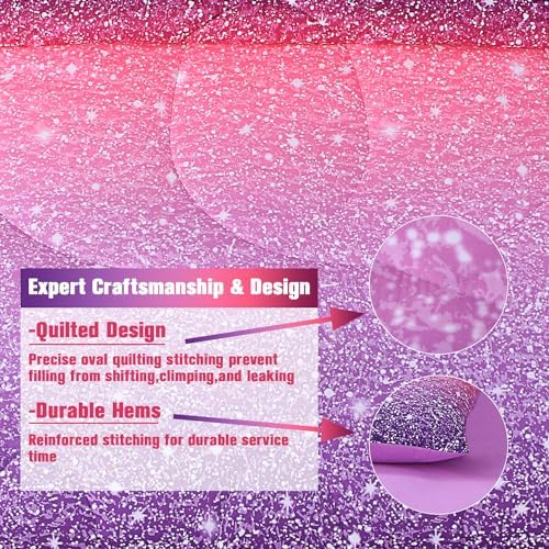 JQinHome Twin Pink Purple Comforter Set
