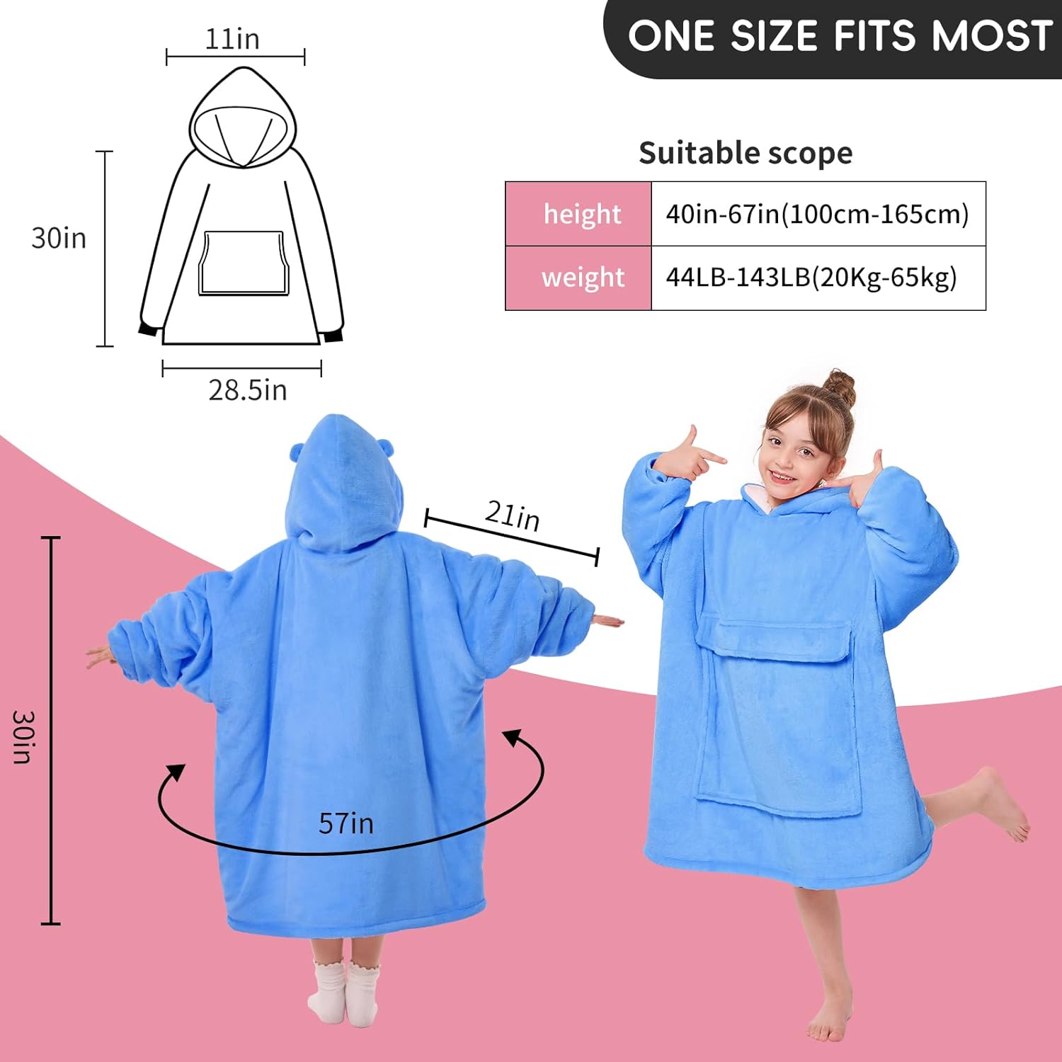Yescool Wearable Blanket Hoodie for Kids