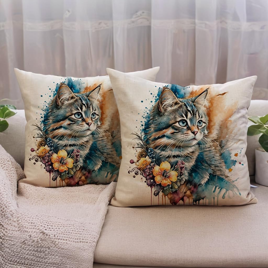 7COLORROOM Watercolor Animals Throw Pillow Covers 2 Pack