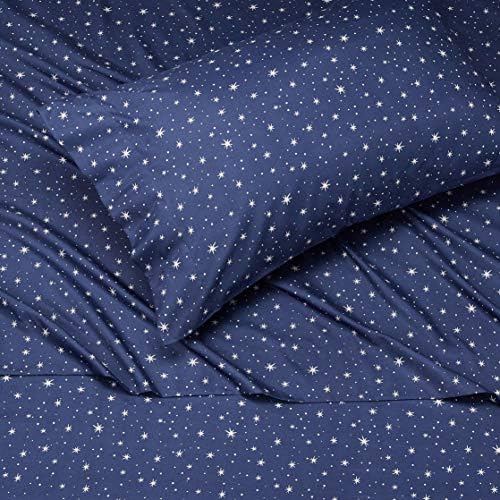 Amazon Basics Twin Microfiber Sheet Set 3-Piece Navy Galaxy 1