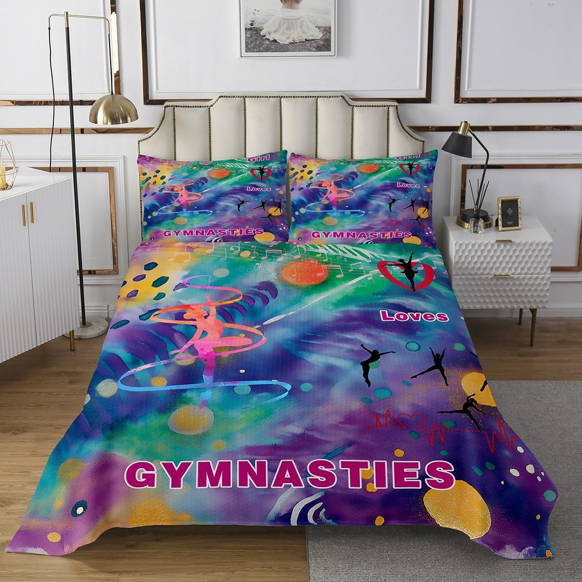 Feelyou Love Gymnastics Coverlet Set for Kids