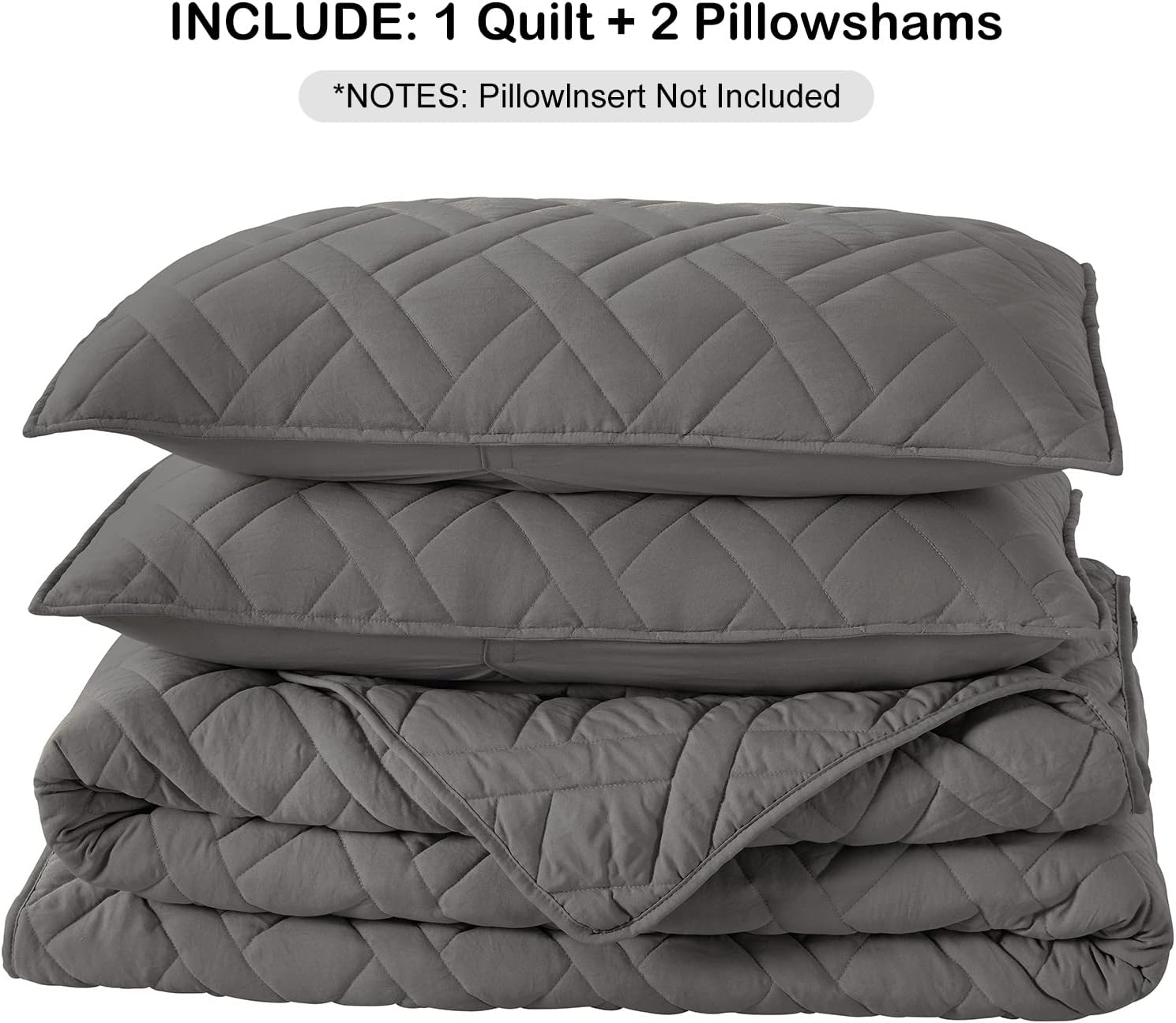 HORIMOTE HOME Queen Size Quilt Set Grey
