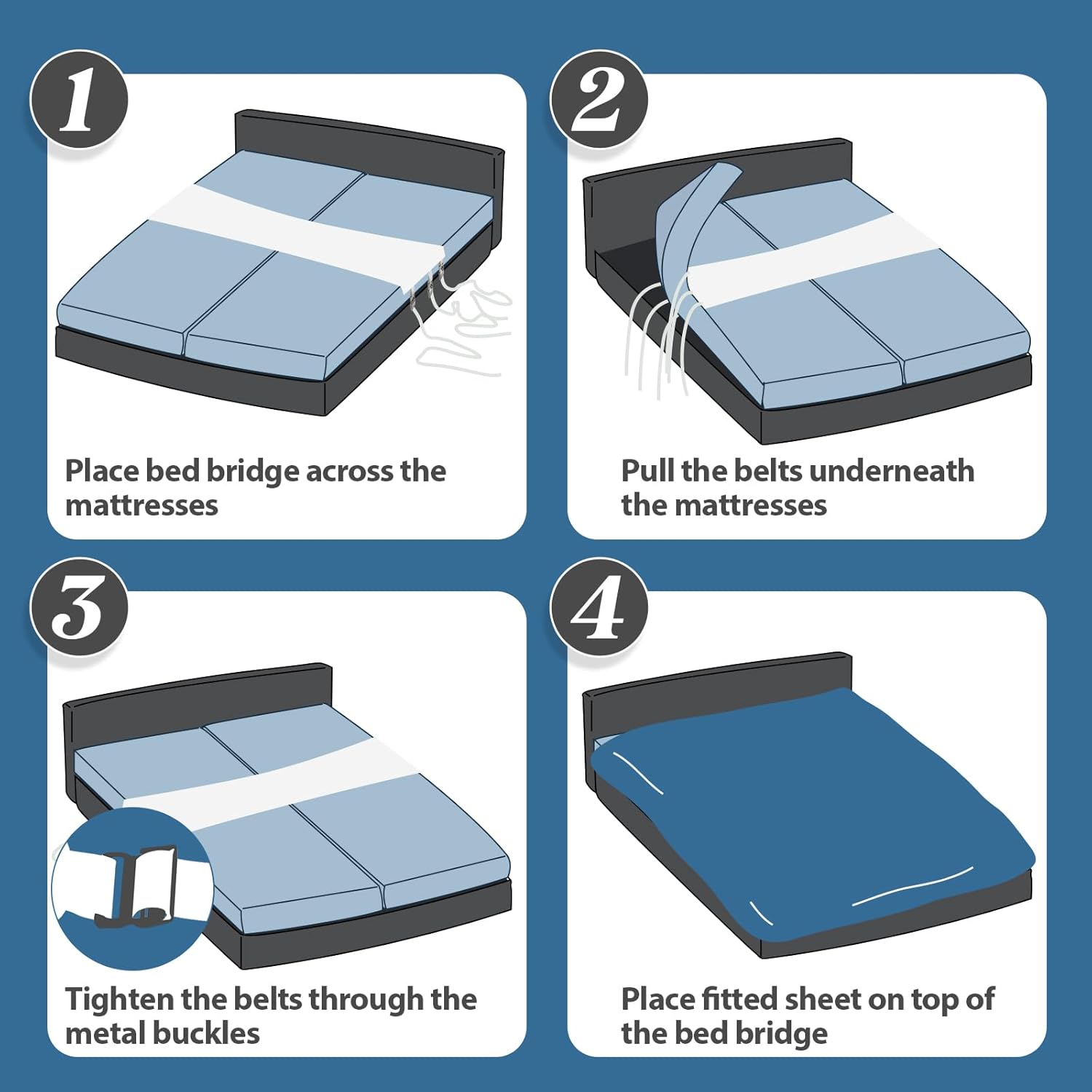 Teenyyou 95 x 27 Twin to King Bed Converter Bridge
