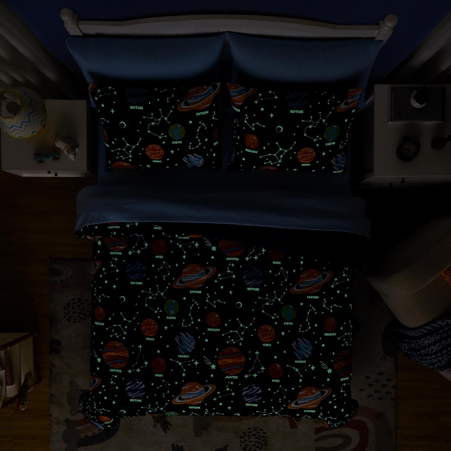 Glow in the Dark Space Comforter Set for Kids - Twin Bedding