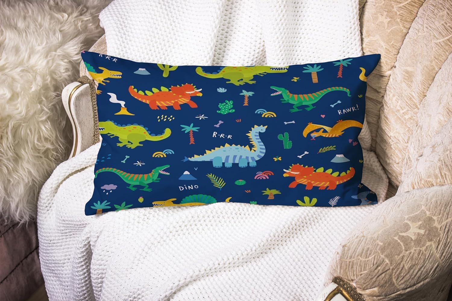 Rumkim Dinosaur Throw Pillow Covers 12x20 Inch