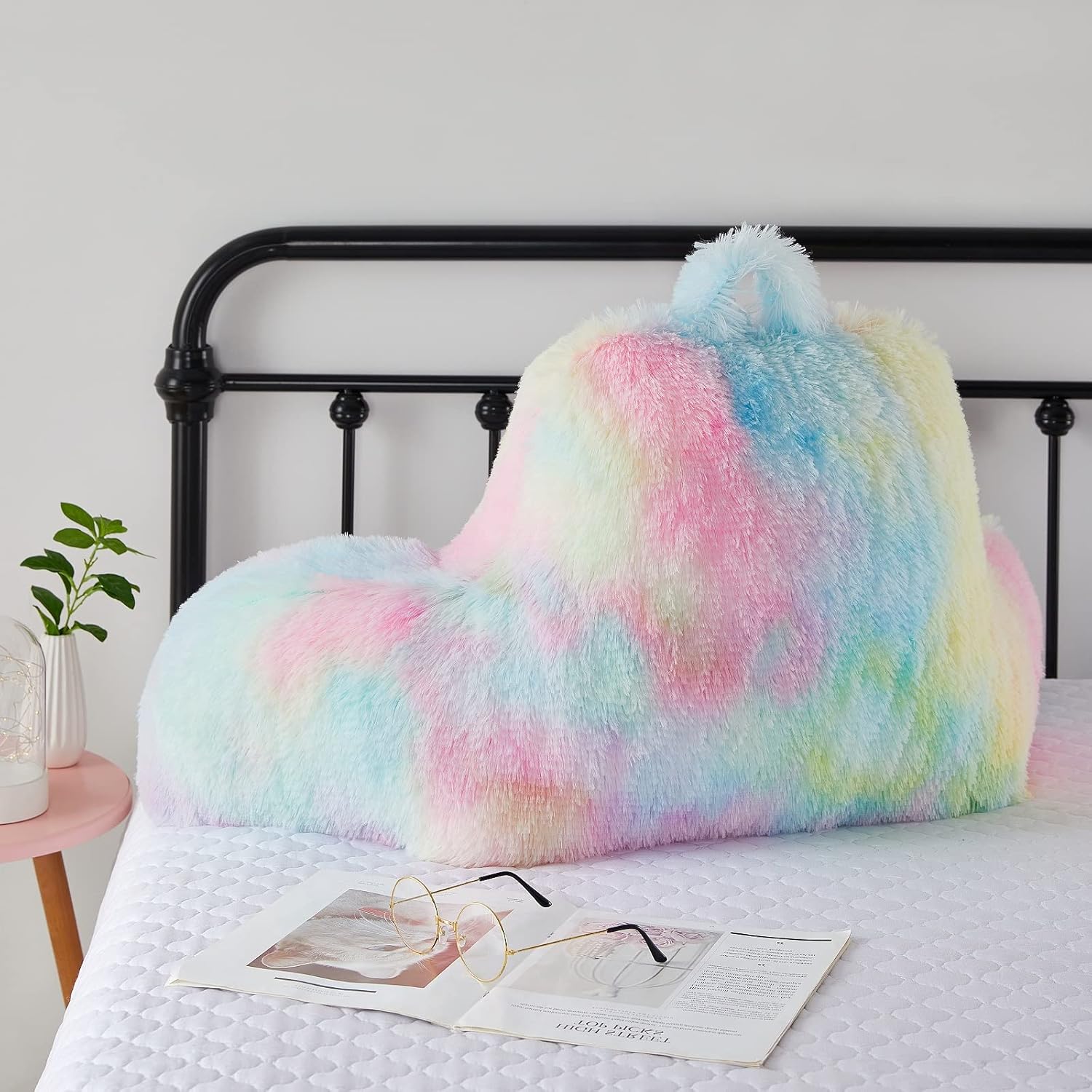 Fluffy Faux Fur Backrest Pillow for Kids and Teens