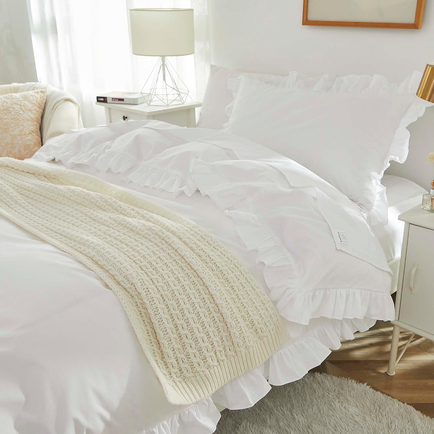 Brandream Organic Cotton Duvet Cover Set 2pcs TwinTwin XL White