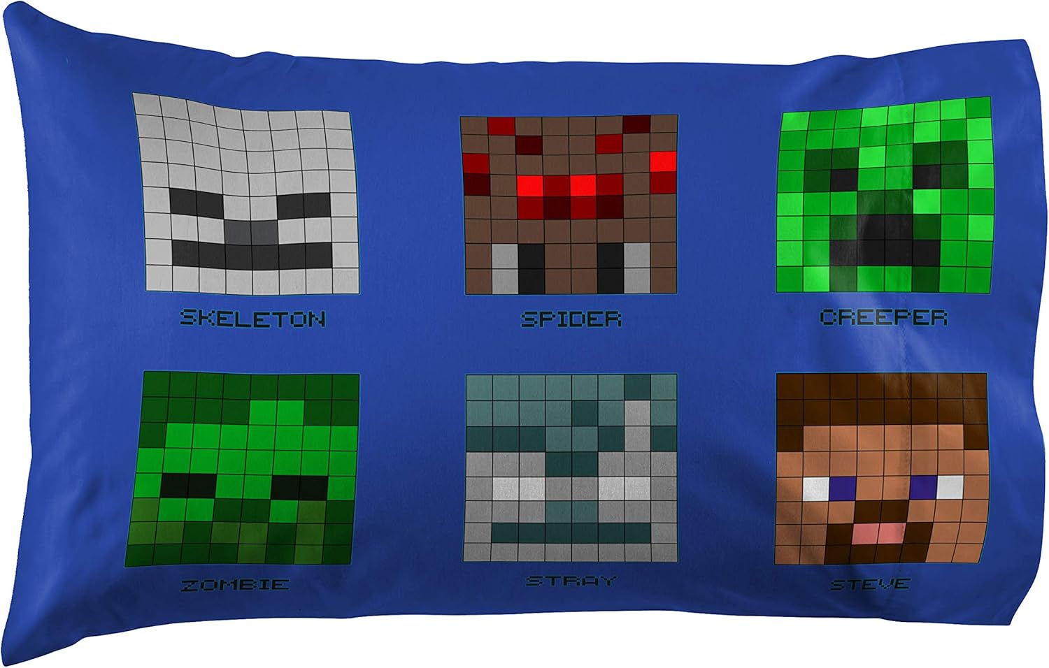 Jay Franco Minecraft Pixel Friends Single Pillowcase - Double-Sided Kids Super Soft