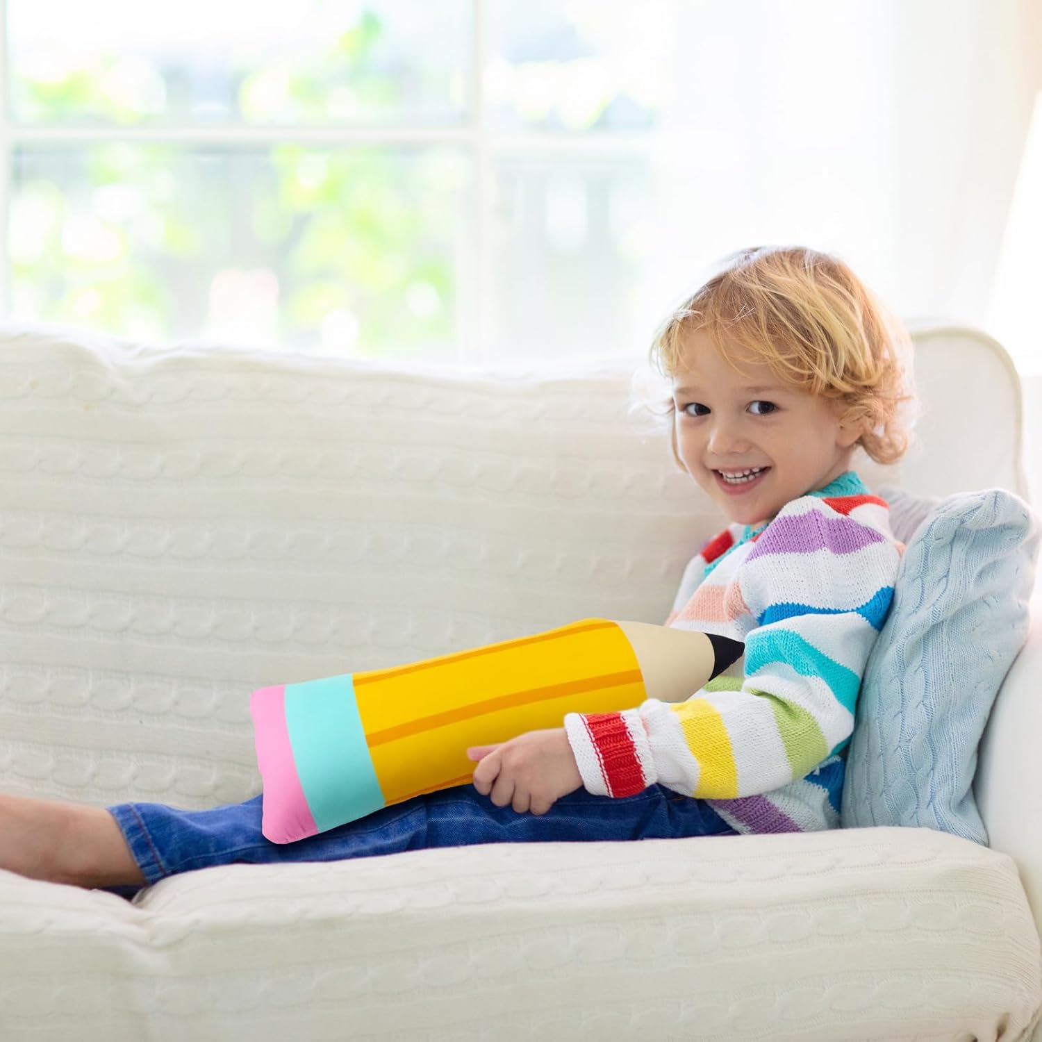 Cute Pencil Plush Pillow for Kids Classroom Decoration