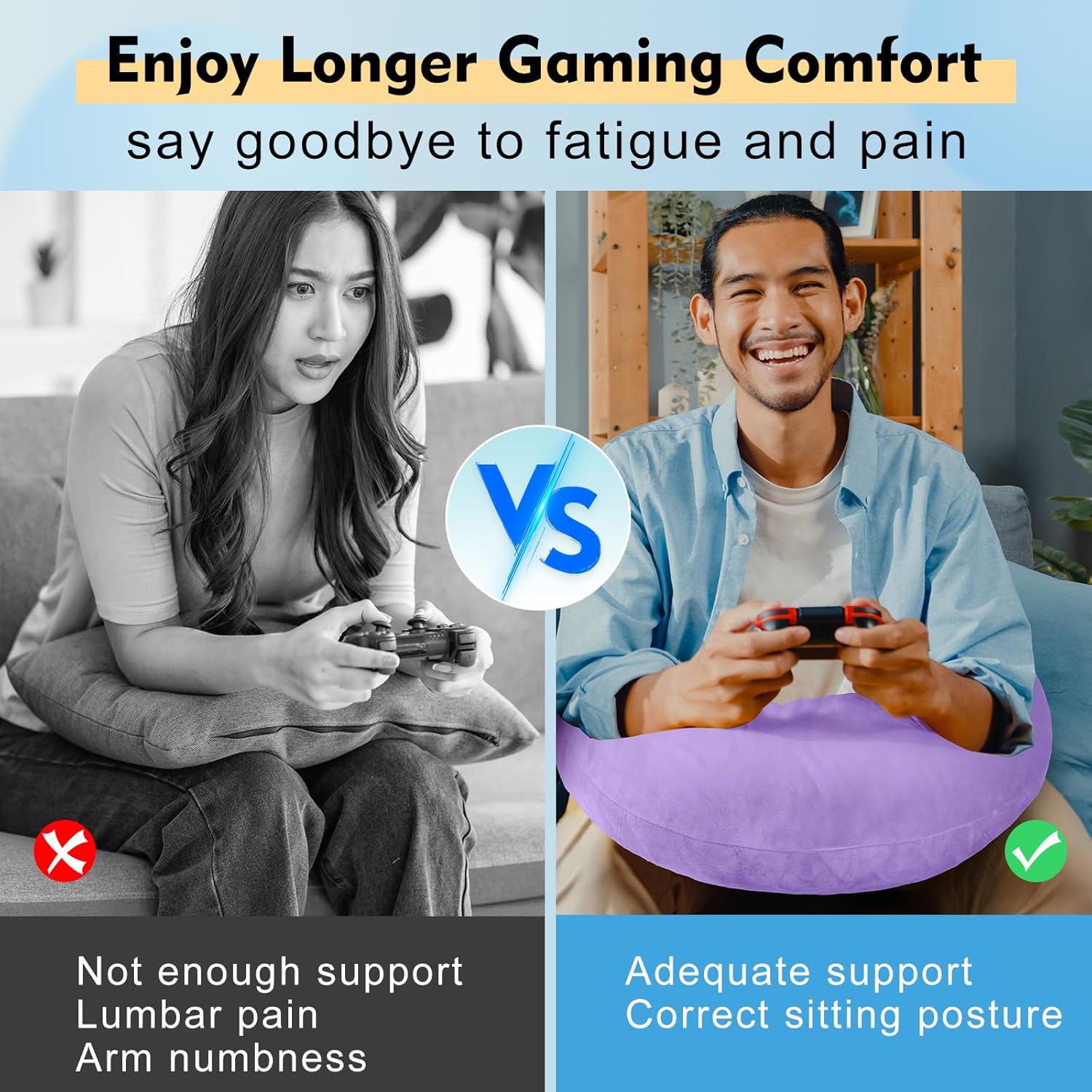 Vamorry Ergonomic Arm Support Pillow for Gaming Reading Crocheting