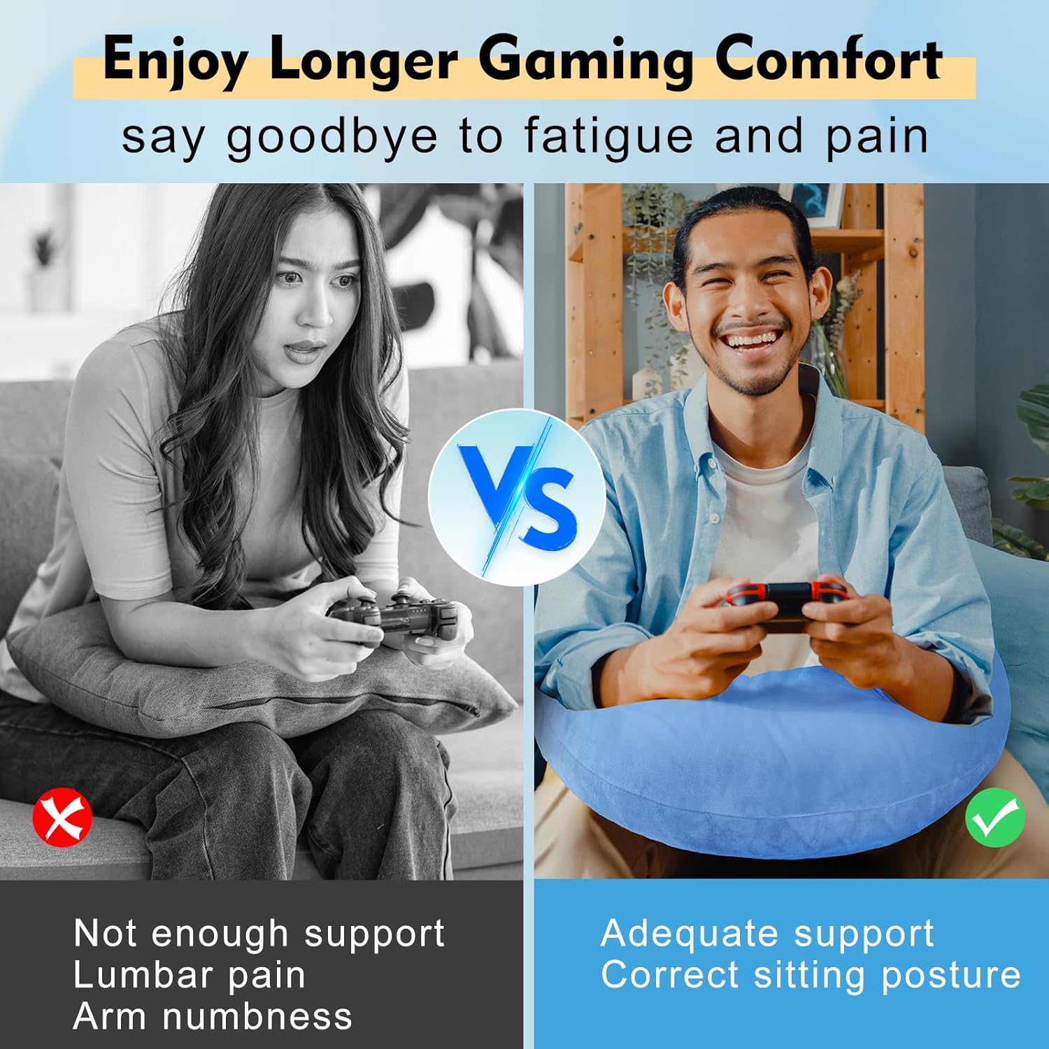 Vamorry Gaming Pillow Ergonomic Arm Support for Adults Kids