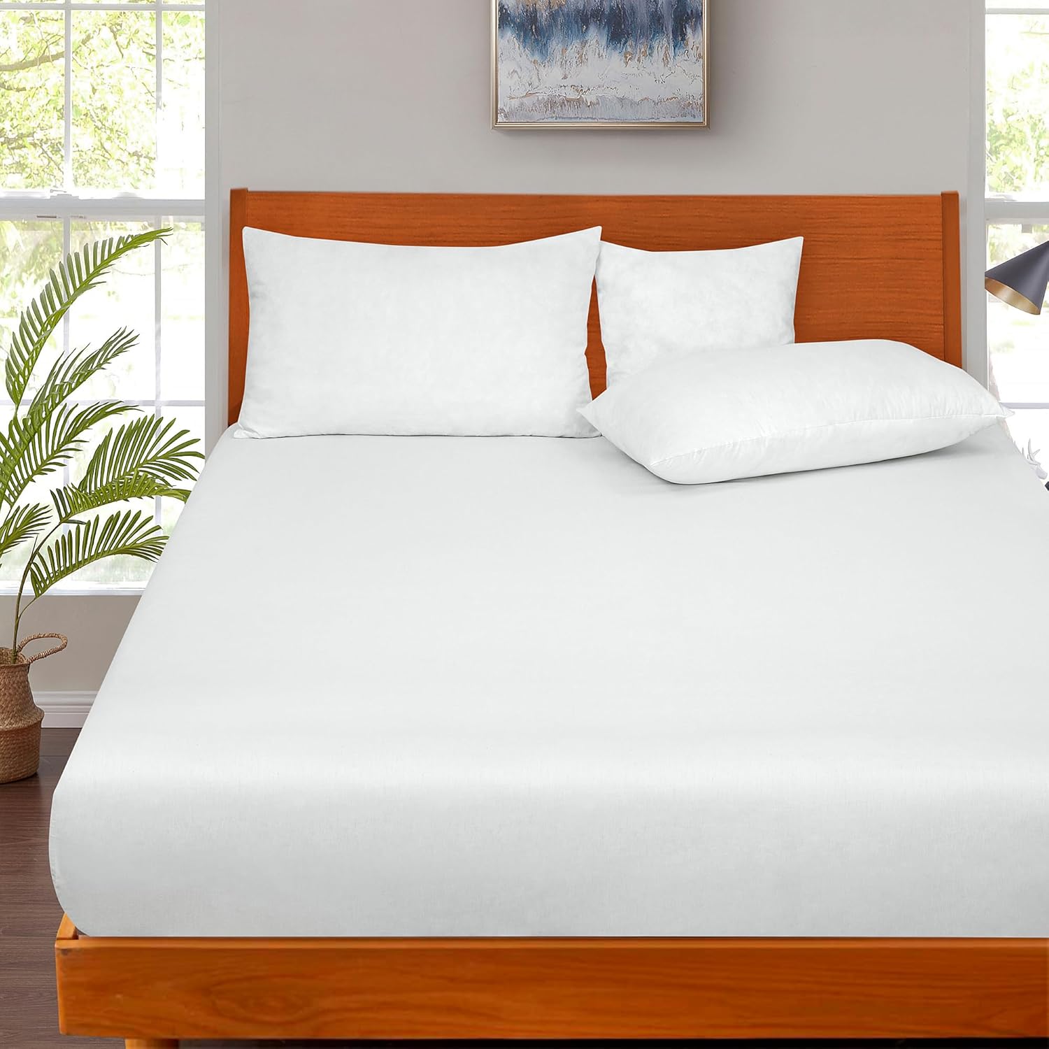 Royale Linens 300 TC Twin Fitted Sheet - 100 Combed Cotton Deep Pocket