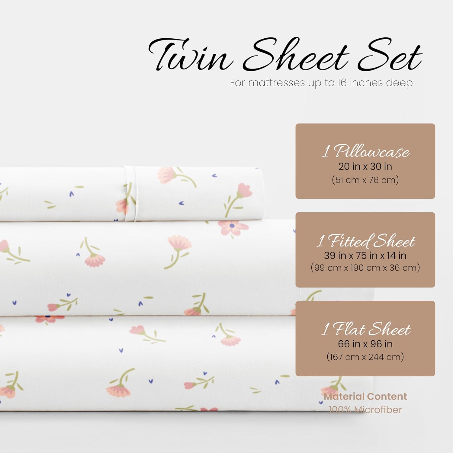 Linen Market Soft Floral Pink Twin Sheet Set 3 Piece