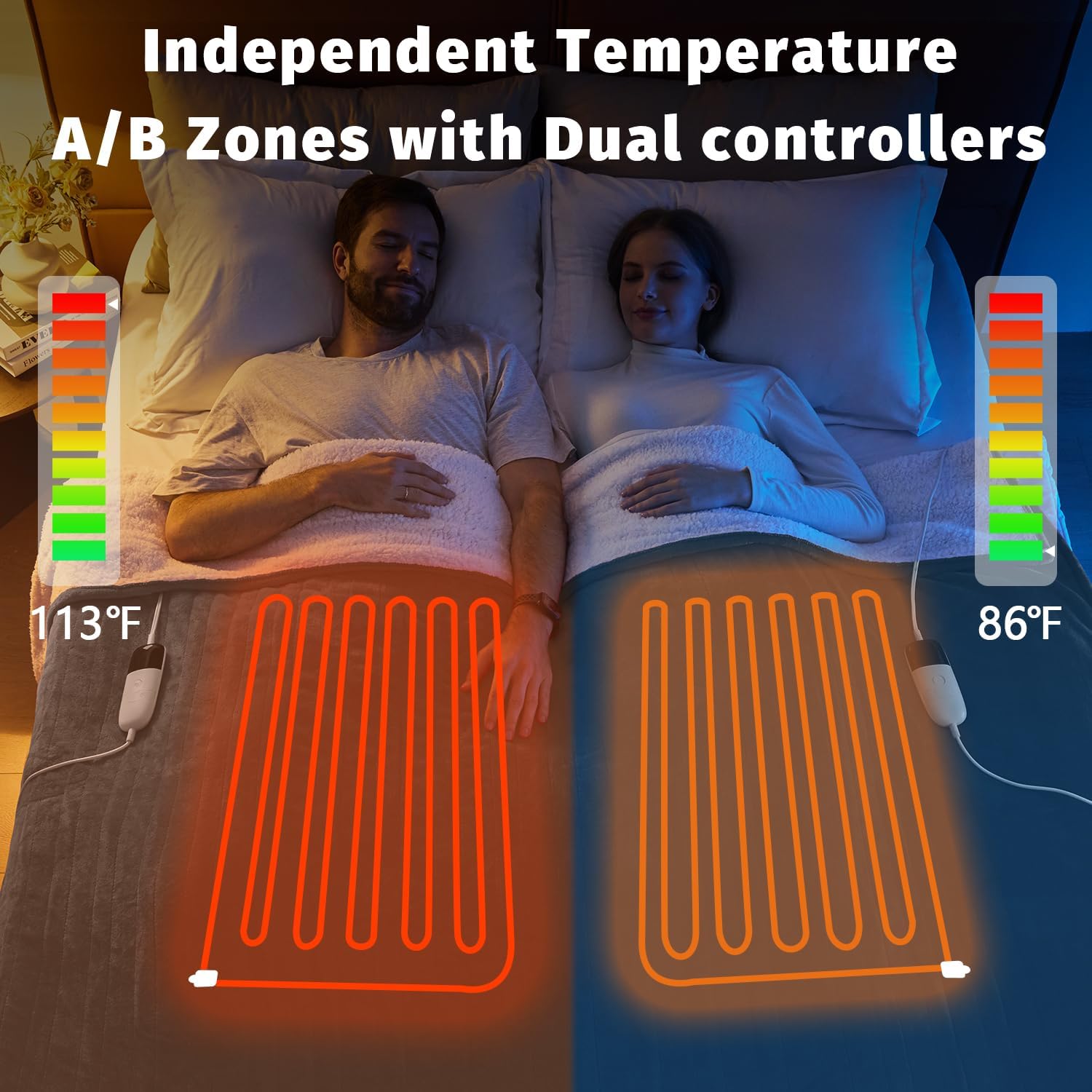 BOMOVA Heated Electric Blanket Queen Size 84x90 Dual Control