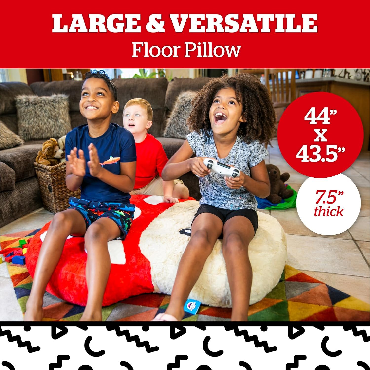 BigMouth Mushroom Shaped Floor Pillow Jumbo Plush Inflatable Lounger for Kids