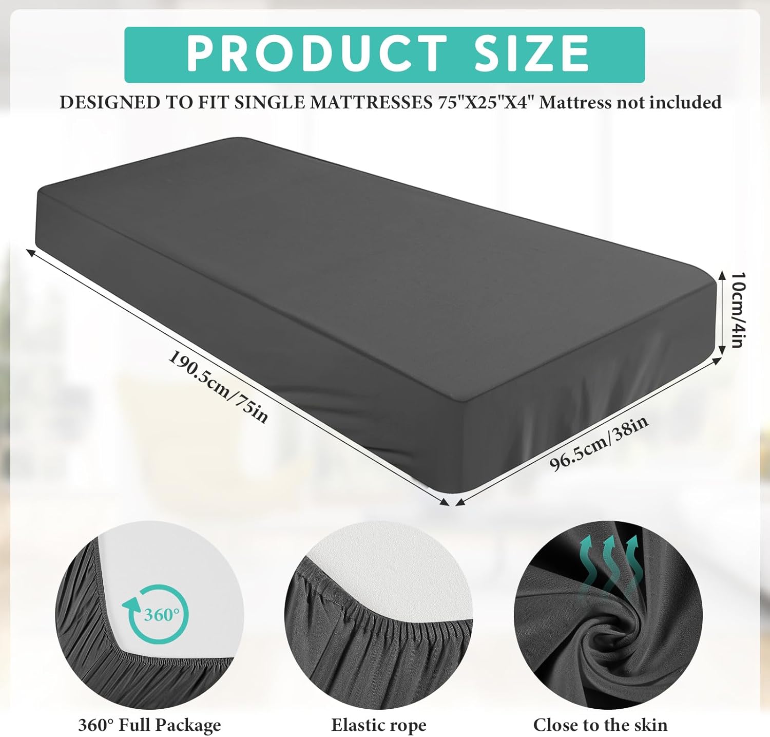 Breling Dark Gray Fitted Sheets Twin 4 2 Pcs