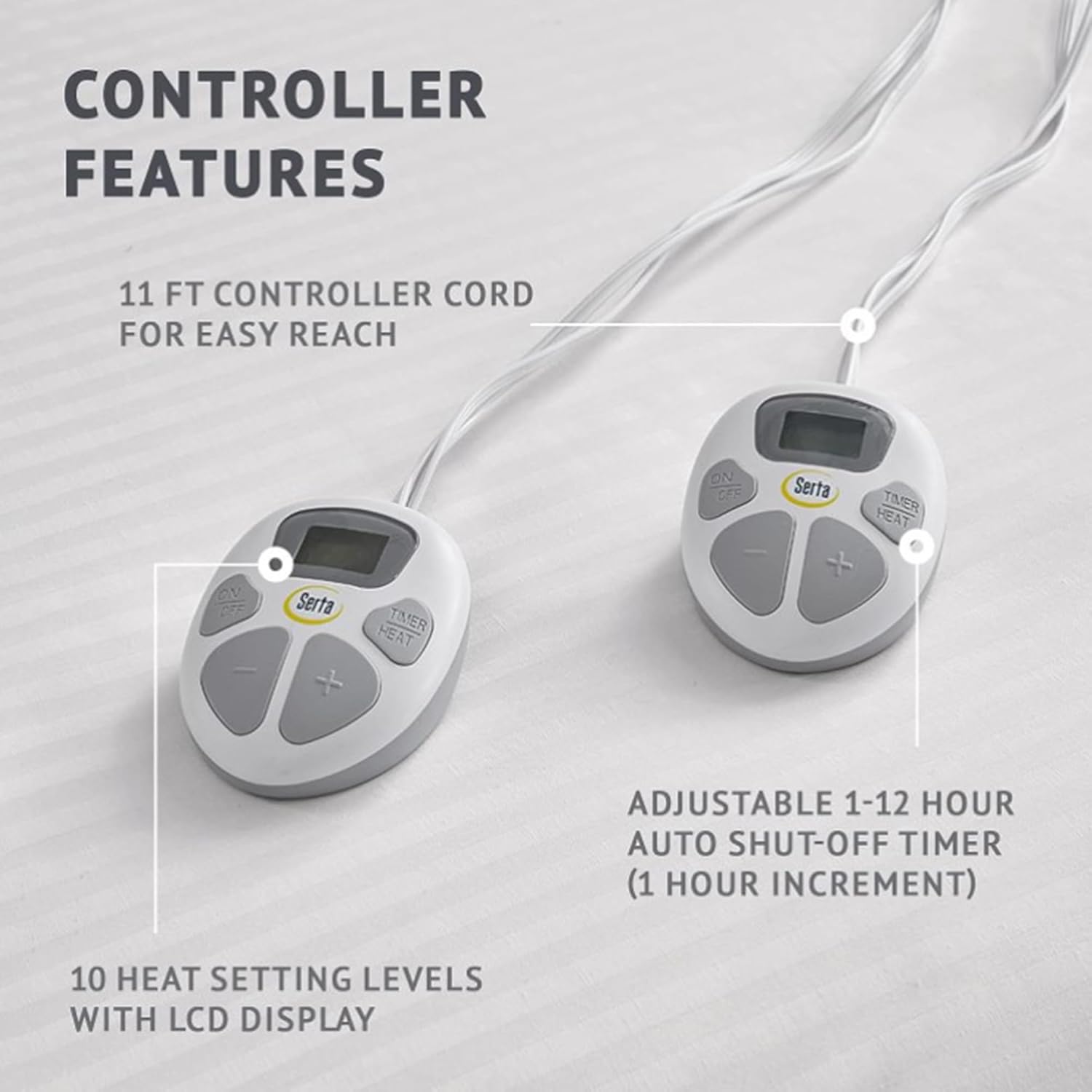 Serta Waterproof Heated Mattress Pad with 10 Heat Settings