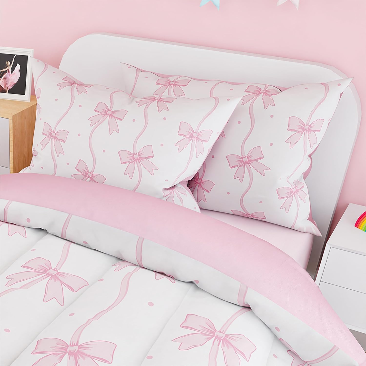SANDJEST Duvet Cover Set Twin Size Kids Girls Playful Design