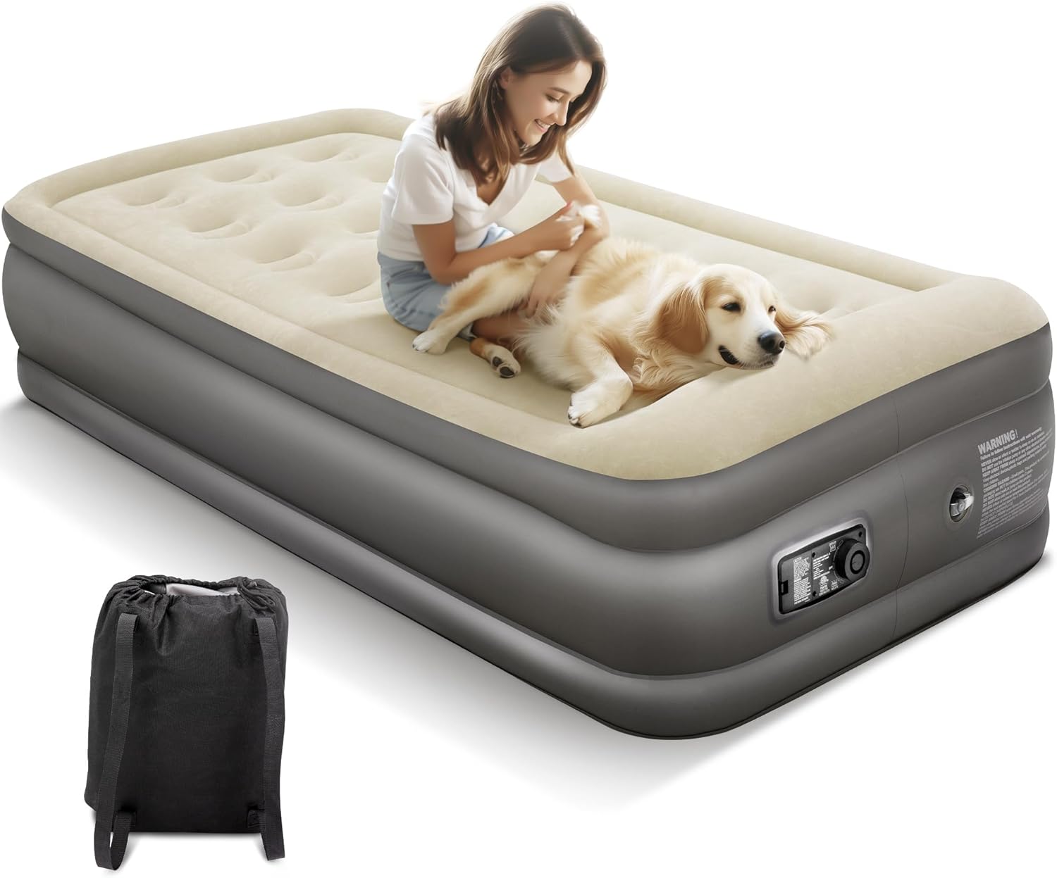 ALPHA CAMP 19 Twin Air Mattress with Pump and Pillow